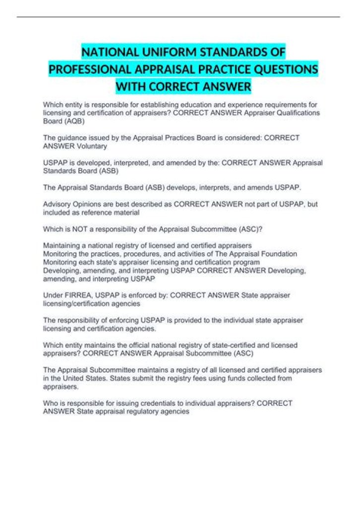 What do the Uniform Standards of Professional Appraisal Practice require?